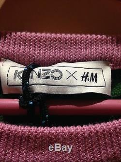 Kenzo X H & M Pull Vert Noir Rose Imprimé Tigre Nouveau Avec Étiquettes
