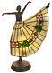 Lampe Danseur Tiffany, Verre De Plomb H43cm Beige Rose Vert Lampe De Table