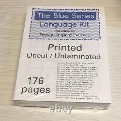 Les trousses de langage de la série 3 en rose, bleu et vert de Montessori, article en boîte ouverte n°11.