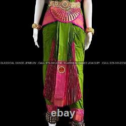 Longueur de pantalon de 38 pouces en cuivre Zari costume de danse Bharatanatyam VERT VIOLET ROSE
