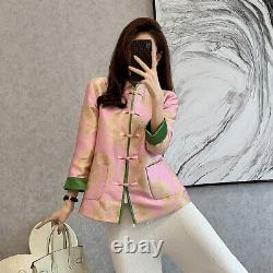 Manteau ample Cheongsam rétro brodé à boucle pour femmes au style chinois printanier