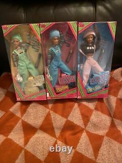 Mattel 1997 Lot Cool Blue Barbie, Parfait Rose Teresa Et Extreme Vert Skipper