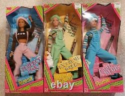 Mattel Cool Blue Barbie, Perfect Rose Teresa Et Extreme Green Skipper Rare Set