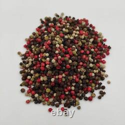 Mélange de 5 couleurs de grains de poivre entiers séchés biologiques - noir, blanc, rose, vert, Sichuan