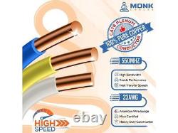 MonkCables Cat6 Plenum Solide en Cuivre Nu 1000ft 550MHz 23AWG Câble dans 10 couleurs