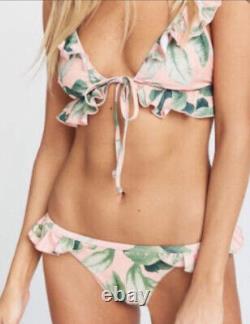 Montre-moi ton bas de bikini MUMU Mermaid Palmtini en haut S avec volants rose et vert, neuf avec étiquette (NWT)