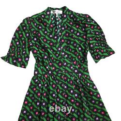 NWT Diane von Furstenberg Erica en Robes Midi en Coton Vert Venus à Cubes de Diamants 6