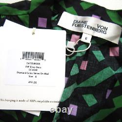 NWT Diane von Furstenberg Erica en Robes Midi en Coton Vert Venus à Cubes de Diamants 6