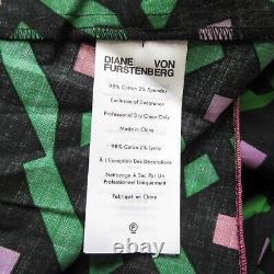 NWT Diane von Furstenberg Erica en Robes Midi en Coton Vert Venus à Cubes de Diamants 6