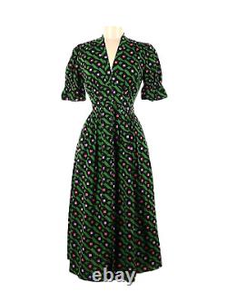 NWT Diane von Furstenberg Erica en Robes Midi en Coton Vert Venus à Cubes de Diamants 6