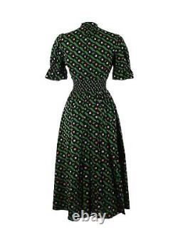 NWT Diane von Furstenberg Erica en Robes Midi en Coton Vert Venus à Cubes de Diamants 6