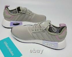 New Adidas Women's Size 11 Nmd R1 Grey Green Metallic Purple Rose Gy8538