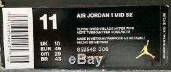 Nike Air Jordan 1 MID Se South Beach Mens Sz 11 Miami Vice Vert / Rose 852542 306