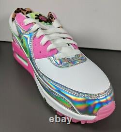 Nike Air Max 90 Sneakers Femmes Taille 9 Laser Fuchsia Illusion Vert Blanc Rose