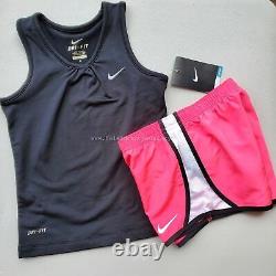 Nike Filles Taille 5 Summer Dri-fit Lined Short & T-shirts Mesh Rose Vert Noir