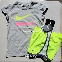 Nike Filles Taille 6 Summer Dri-fit Lined Short & Tops Orange Rose Vert Rose T.n.-o.