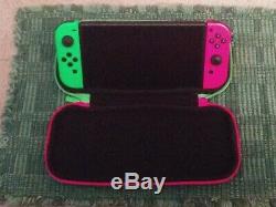 Nintendo Commutateur Splatoon 2 Console Bundle, Vert Et Rose Joy-cons, 2 Jeux Et Case