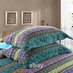 Nouveau! Ensemble de couette boho global turquoise bleu violet rose vert tropical du Sud-Ouest