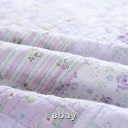 Nouveau! Ensemble de courtepointe douce Shabby Chic romantique mauve lilas lavande rose vert feuille.