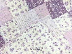 Nouveau! Ensemble de courtepointe douce Shabby Chic romantique mauve lilas lavande rose vert feuille.