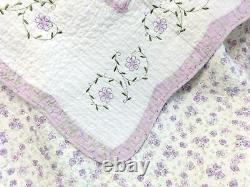 Nouveau! Ensemble de courtepointe douce Shabby Chic romantique mauve lilas lavande rose vert feuille.