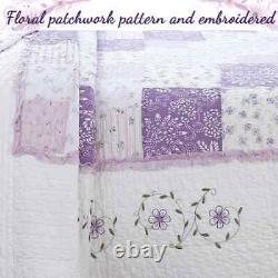 Nouveau! Ensemble de courtepointe douce Shabby Chic romantique mauve lilas lavande rose vert feuille.