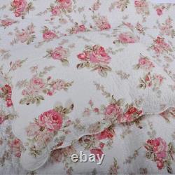 Nouveau! Ensemble de courtepointe rose, vert, violet, rouge, ivoire, blanc, rose et feuille pour chalet Shabby cosy