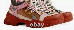 Nouveau Gucci Flashtrek Pink/tan/brown/green Hiker Dad Sneakers 38.5eu/8.5us