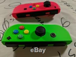 Nouveau Nintendo Switch Original Neon Pink (l) Et Green (r) Joy Cont Avec Les Boutons Snes