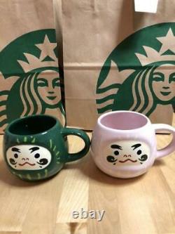 Nouveau Starbucks Limited Daruma Dharma Mug Set De 2 Cerises Rose Vert Nouveau