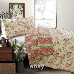 Nouvel Ensemble Cozy Shabby Chic Country Pink Red Ivory Green Yellow Rose Soft Quilt
