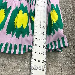 Nouvelle robe Oliphant pour femme taille grand 3042V V Neck Maxi Ikat Lilac Green Pink Ruffle