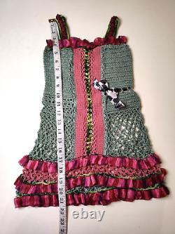 Nouvelle robe au crochet pour filles enfants Multicolore Rose Aigue-marine Noir Blanc Noeud Vert