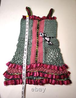 Nouvelle robe au crochet pour filles enfants Multicolore Rose Aigue-marine Noir Blanc Noeud Vert