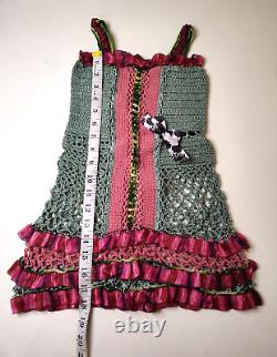 Nouvelle robe au crochet pour filles enfants Multicolore Rose Aigue-marine Noir Blanc Noeud Vert