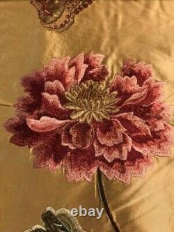 Oriental Poppy' De Colefax & Fowler, Brodé Rose/vert Sur Or, 25 Yards