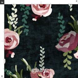 Panneau de rideau large de 50 pouces Floral Night Rose Vert Moderne Jardin de Fleurs Spoonflower