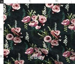 Panneau de rideau large de 50 pouces Floral Night Rose Vert Moderne Jardin de Fleurs Spoonflower