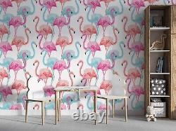 Papier peint mural amovible Flamingo rose et vert en 3D 17