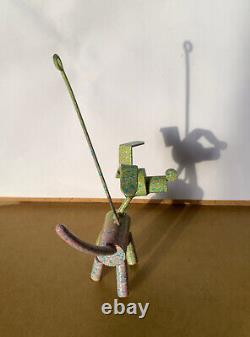 Peter Shire, Mini-sculpture D'ornement De Chien, Éclaboussure Rose Et Verte, Voir La Description