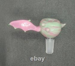 Pink Dragon Wing Mint Green Twist 14mm Glass Bowl Par Subconscious Design USA