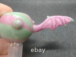Pink Dragon Wing Mint Green Twist 14mm Glass Bowl Par Subconscious Design USA