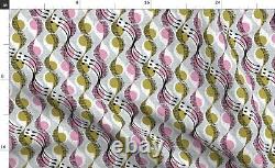 Pink Green Midcentury Retro MID 100% Coton Sateen Sheet Set By Sponflower