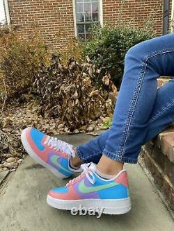 Pink Mint Green Sky Blue Lilas Purple Nike Air Force 1 Baskets Femme Toutes Tailles