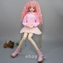 Poupée BJD articulée en résine 1/3 de couleur rose avec un corps féminin et des yeux verts, à assembler soi-même.