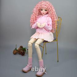 Poupée BJD articulée en résine 1/3 de couleur rose avec un corps féminin et des yeux verts, à assembler soi-même.