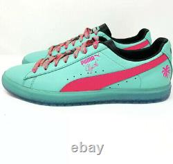 Puma Clyde 1973 South Beach Miami Palm Tree Leather Teal Green Pink Mens Taille 12