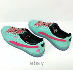 Puma Clyde 1973 South Beach Miami Palm Tree Leather Teal Green Pink Mens Taille 12