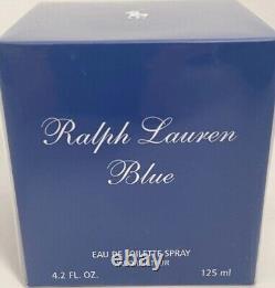 Ralph Lauren Blue 4.2 oz 125 ml Eau De Toilette Spray Women NIB Sealed Mint

<br/> 
Ralph Lauren Blue 4.2 oz 125 ml Eau De Toilette Vaporisateur Femmes NIB Scellé Menthe