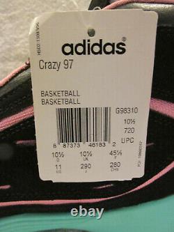Rare Adidas Crazy 97 G98310 Kobe 8 Taille 11.0 Noir Rose Menthe Vert